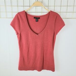 Laundry Shelli Segal Y2K Watermelon Pink Cashmere Pullover Cap Sleeve Vest